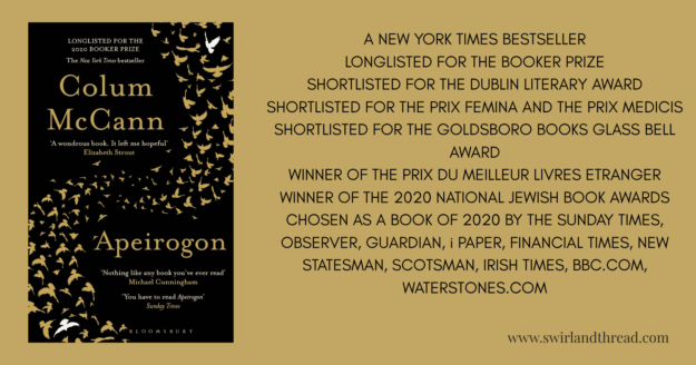 Apeirogon Feature Cover of Apeirogon by Colum McCann with a list of all the accolades and awards
